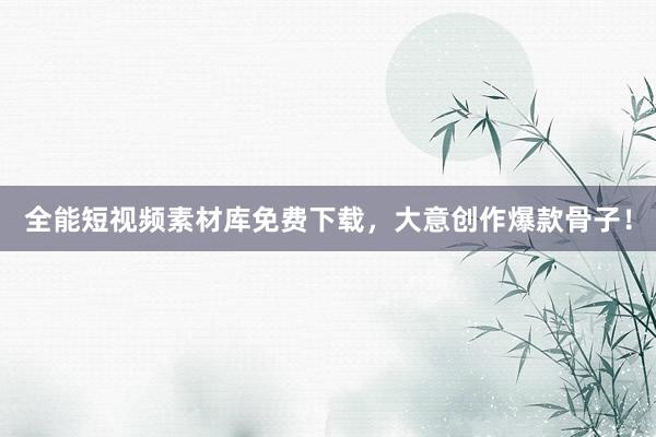 全能短视频素材库免费下载，大意创作爆款骨子！